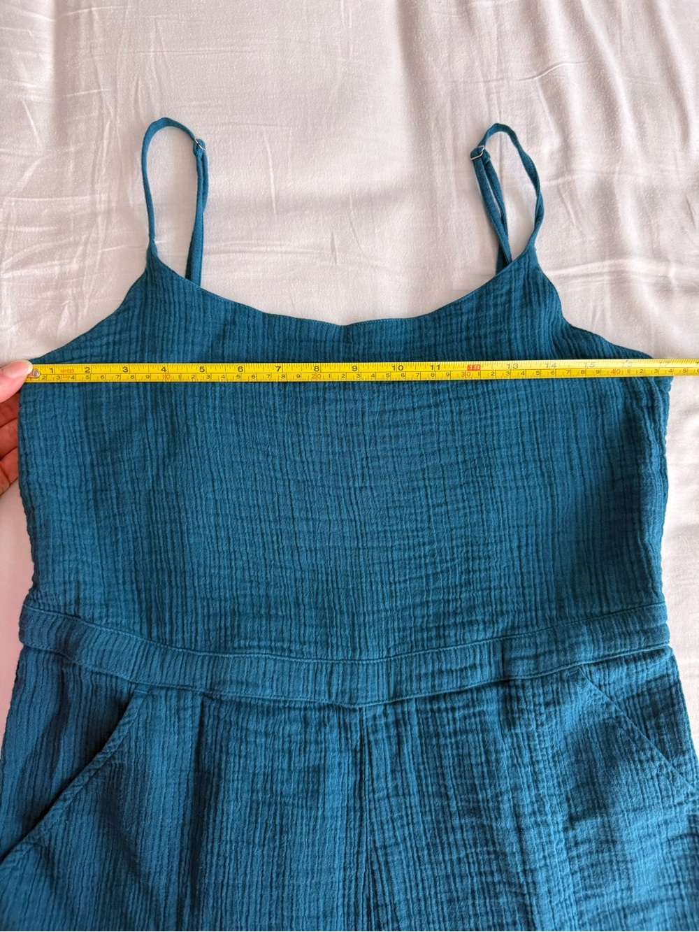 CARVE DESIGNS Women's Knox Gauze Junpsuit Turquoise Blue Organic Cotton Medium - Picture 10 of 11